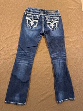 Rock Revival Women's Dark Blue Bootcut Jeans with Embroidered Back